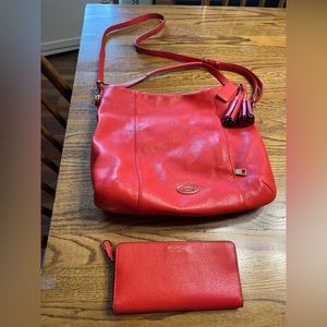 Coach leather crossbody/shoulder purse and wallet